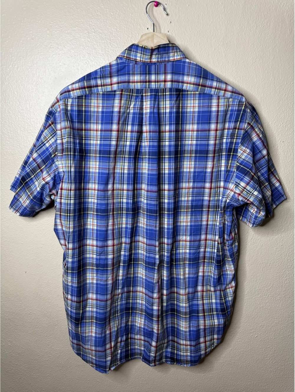 Ralph Lauren Mens XL Blake Shirt Blue Plaid Cotton Short Sleeve Button Down - Picture 6 of 6